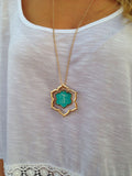 Jordann Jewelry Magnolia Turquoise Enamel Charm Necklace