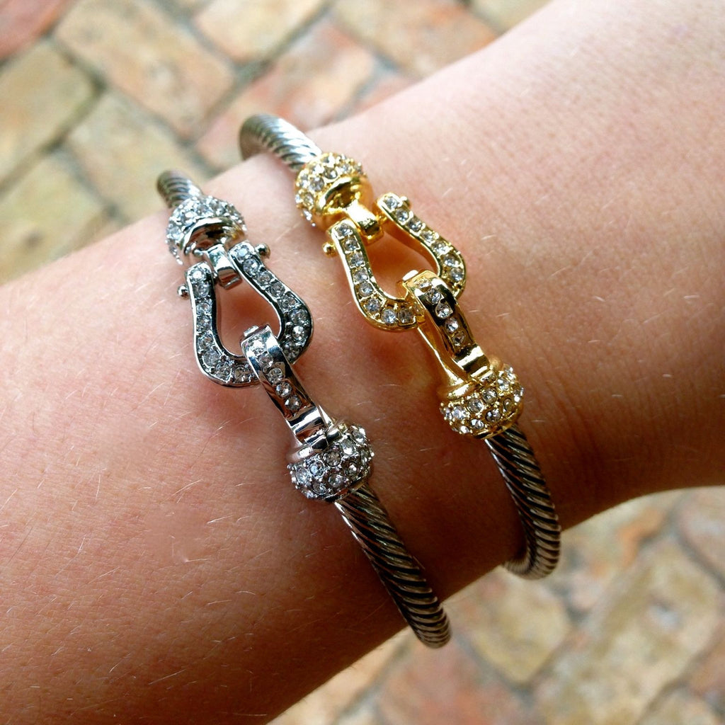 DY Inspired Crystal Hook Bangle Bracelet