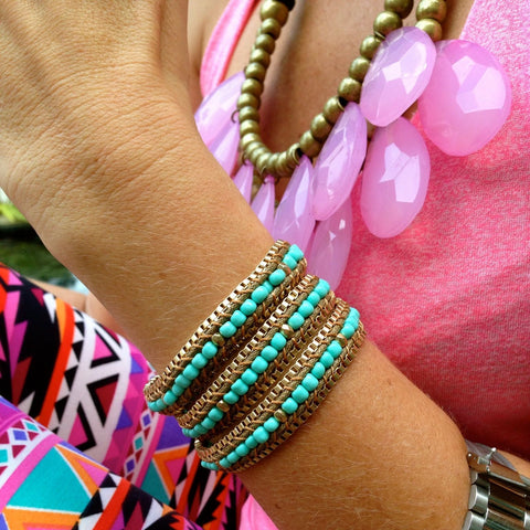 Turquoise Beaded Wrap Bracelet