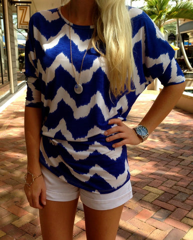 Royal Blue & White Chevron Shirt