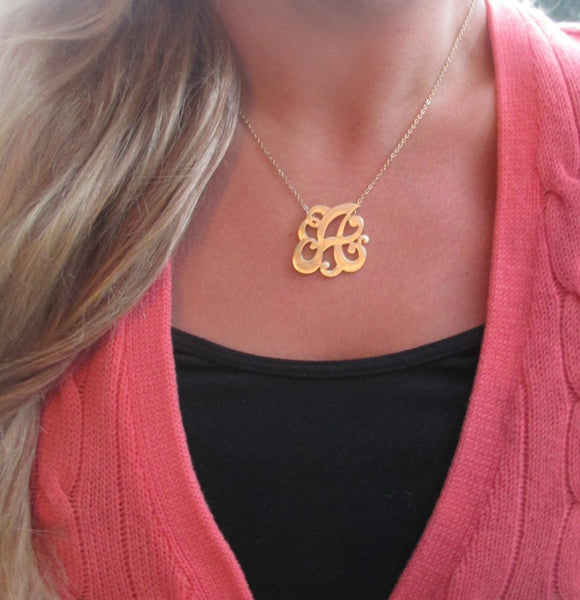 ILJA Lace Initial Necklace - Goldtone