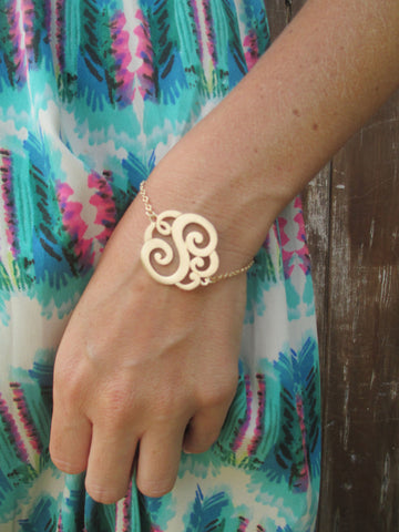 ILJA Lace Initial Bracelet - Goldtone