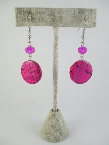 Hot Pink Disc Earrings