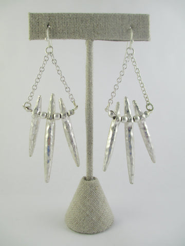 Silver Spike & Chain Earrings