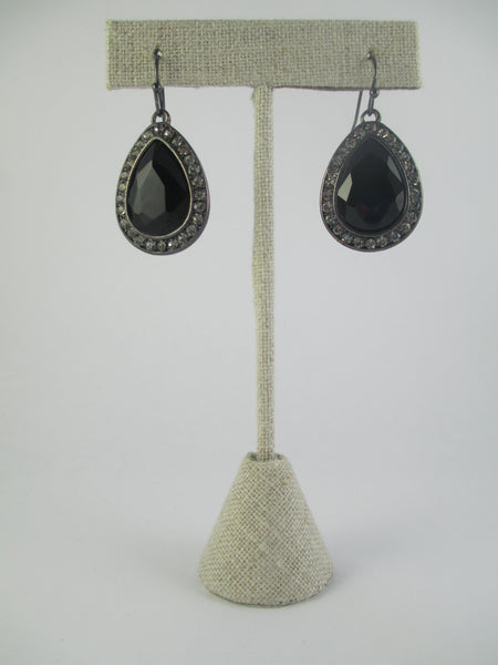 Black Jeweled Drop Earrings