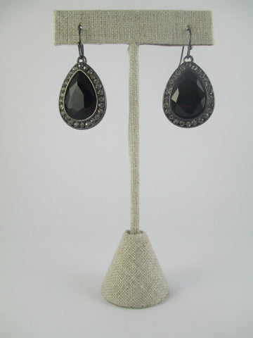 Black Jeweled Drop Earrings