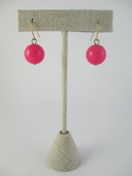Hot Pink Bead Earrings