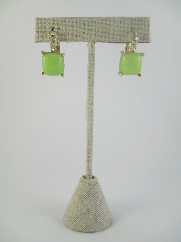 Lime Square Drop Earrings