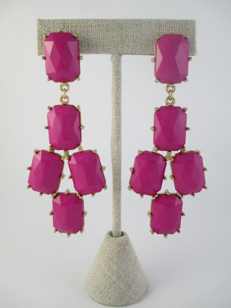 Designer Inspired Raspberry Jeweled Earrings