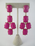 Designer Inspired Raspberry Jeweled Earrings