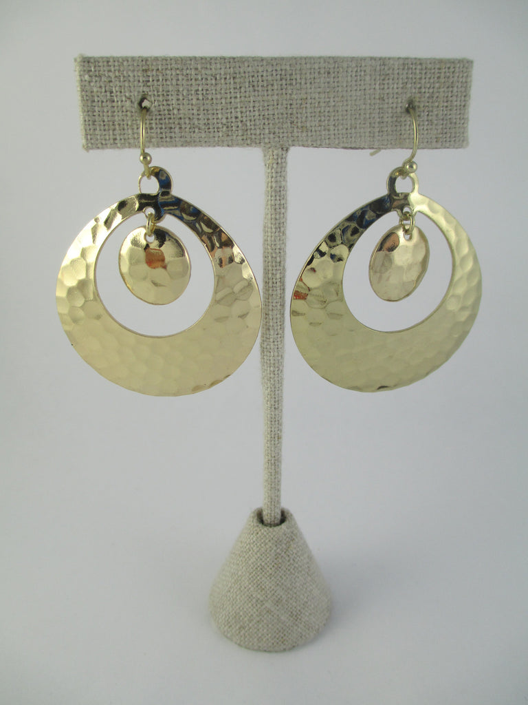 Gold Hammered Hoop Earrings