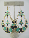 Navy & Green Hoop Earrings