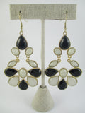 Black and White Jeweled Earrings
