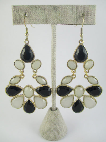 Black and White Jeweled Earrings
