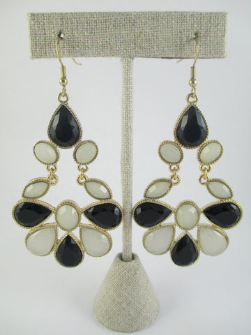 Black and White Jeweled Earrings