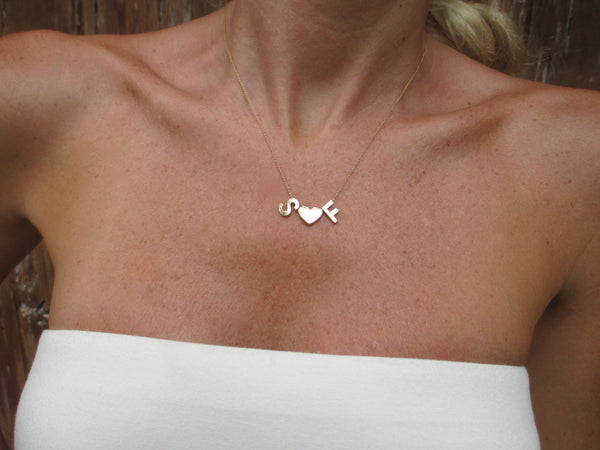 Celebrity Favorite Style Heart & Initial Necklace