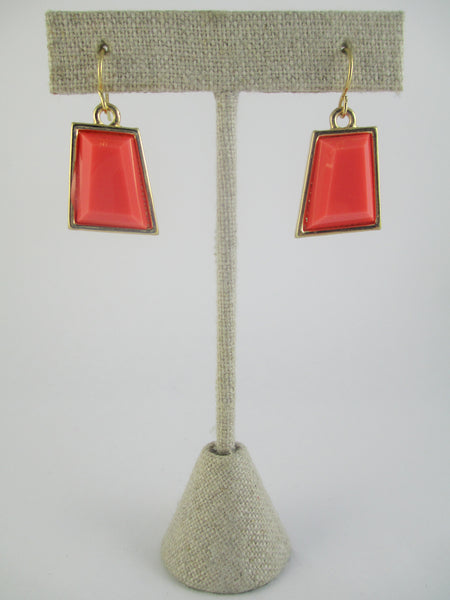 Geometric Coral Earrings