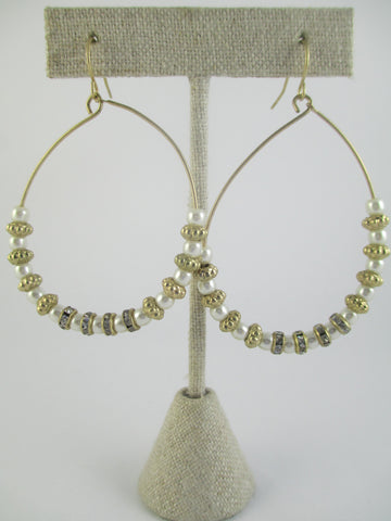 Pearl and Crystal Hoop Earrings