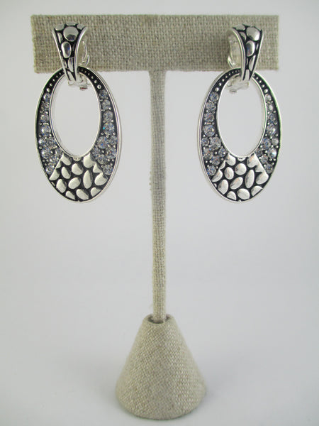 Silver & Crystal Clip On Earrings