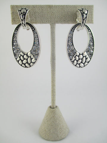 Silver & Crystal Clip On Earrings