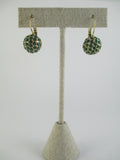 Pave Green Jeweled Drop Earrings