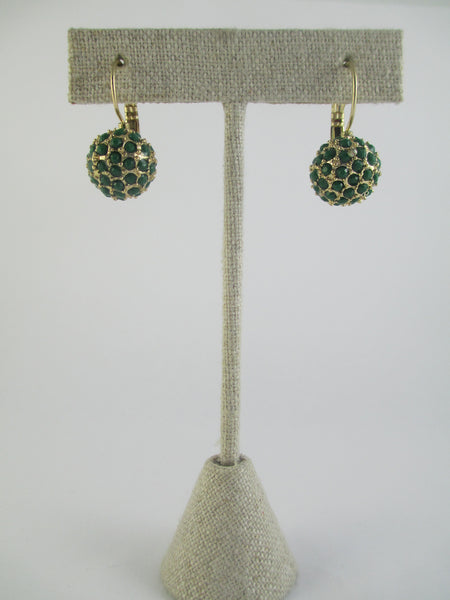 Pave Green Jeweled Drop Earrings