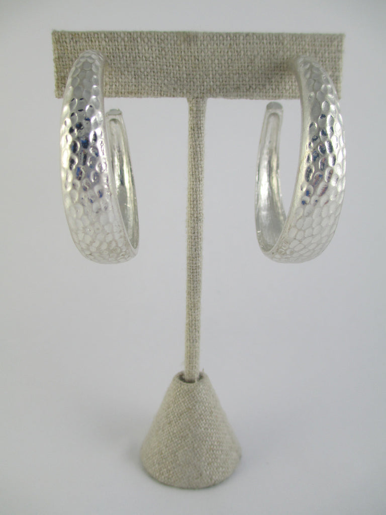 Silver Hammered Hoop Earrings