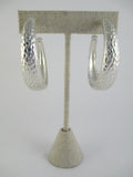 Silver Hammered Hoop Earrings