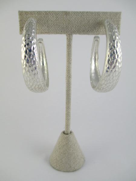 Silver Hammered Hoop Earrings