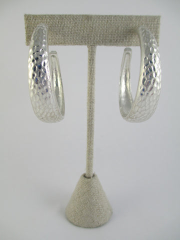 Silver Hammered Hoop Earrings