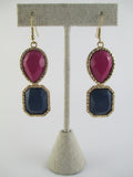 Navy & Pink Drop Earrings