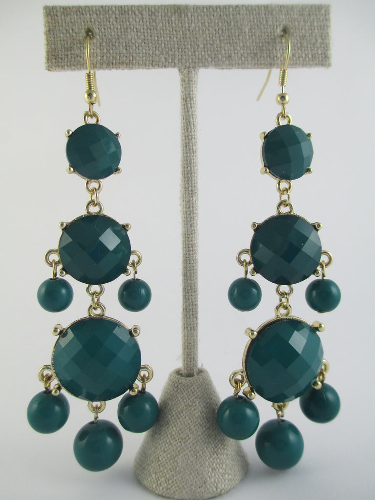 Teal Bead Drop Earrings