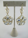 Rose Pearl and Crystal Flower Earrings