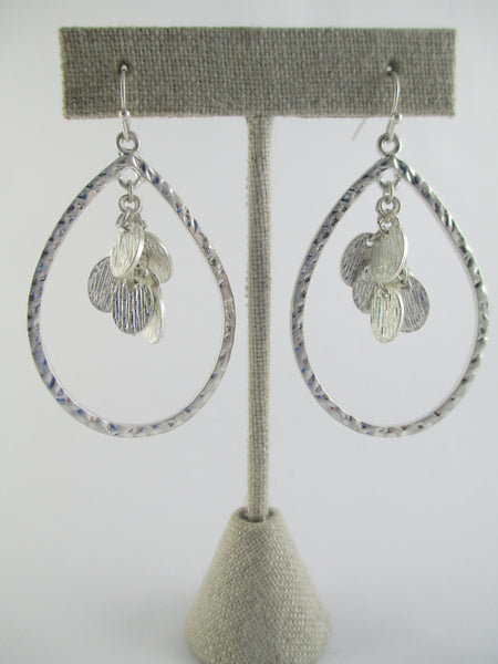 Silver Hammered Tear Drop Earrings