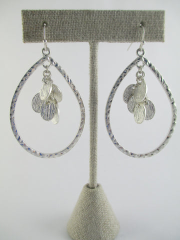 Silver Hammered Tear Drop Earrings
