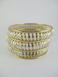White & Gold Tone Thread Bangle Bracelet Set