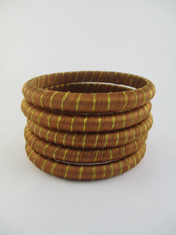 Bronze & Gold Thread Bangle Bracelet Set