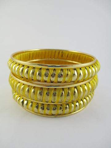 Dandelion Yellow & Gold Thread Bangle Bracelet Set