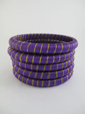 Royal Purple & Gold Thread Bangle Bracelet Set
