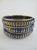 Cobalt & Gold Thread Bangle Bracelet Set