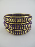 Purple & Gold Tone Thread Bangle Bracelet Set
