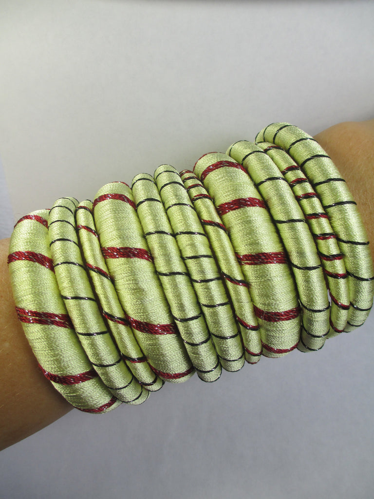 Pale Green Thread Bangle Bracelet Set