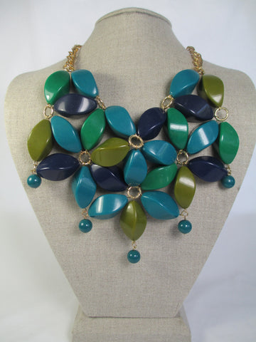 Blue & Green Beaded Statement Necklace