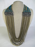 Turquoise Bead & Chain Statement Necklace