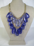 Clear Blue Tear Drop Layered Necklace