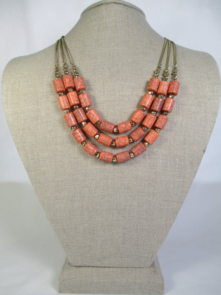 Salmon Beaded Necklace