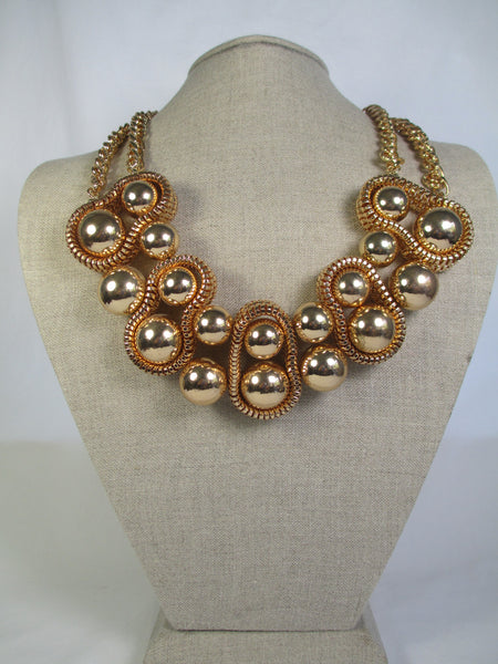 Gold Ball & Chain Statement Necklace