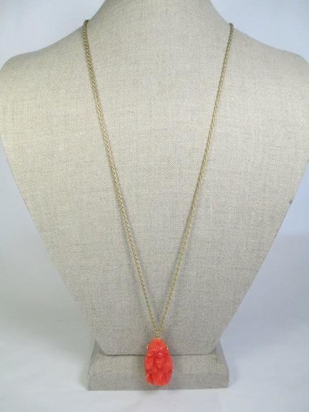 Neon Coral Rock Pendant Necklace