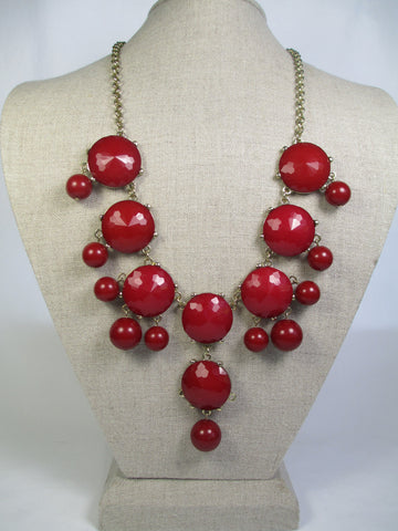Crimson Bead Drop Necklace