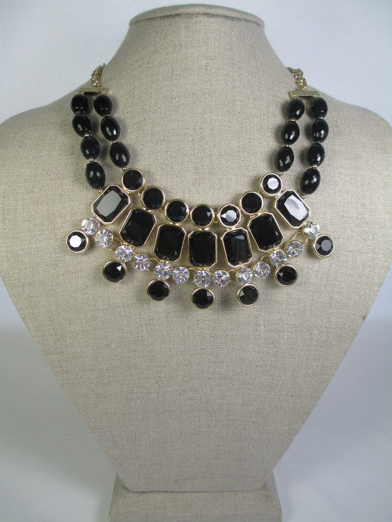 Black and Crystal Jeweled Necklace
